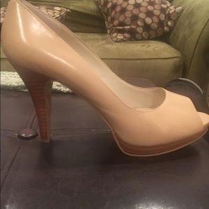 Nine West Nude Peep Toe Pumps